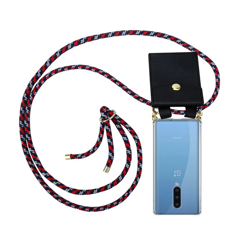 Cadorabo Handy Kette kompatibel mit OnePlus 8 Silikon Schutzhülle mit Gold Ringen, Kordel Band und abnehmbarem Etui