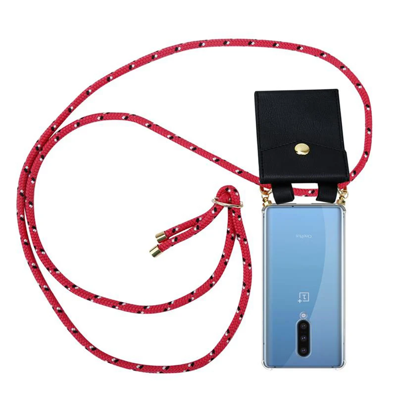 Cadorabo Handy Kette kompatibel mit OnePlus 8 Silikon Schutzhülle mit Gold Ringen, Kordel Band und abnehmbarem Etui