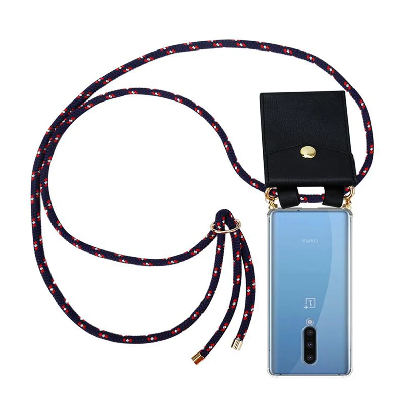 Cadorabo Handy Kette kompatibel mit OnePlus 8 Silikon Schutzhülle mit Gold Ringen, Kordel Band und abnehmbarem Etui