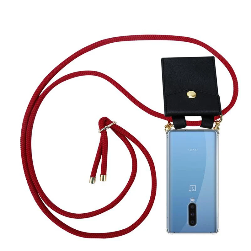 Cadorabo Handy Kette kompatibel mit OnePlus 8 Silikon Schutzhülle mit Gold Ringen, Kordel Band und abnehmbarem Etui