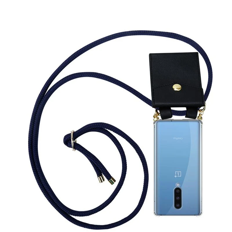Cadorabo Handy Kette kompatibel mit OnePlus 8 Silikon Schutzhülle mit Gold Ringen, Kordel Band und abnehmbarem Etui