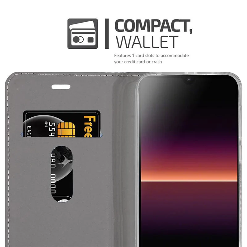 Cadorabo Hülle kompatibel mit Sony Xperia L4 Schutzhülle mit Magnetverschluss, Standfunktion und Kartenfach