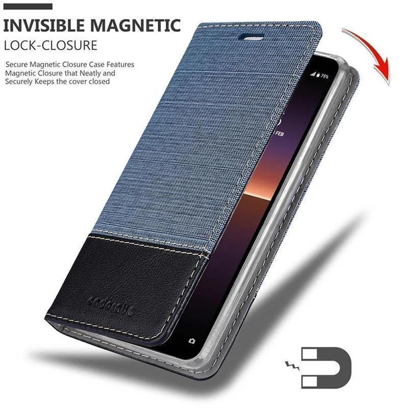 Cadorabo Hülle kompatibel mit Sony Xperia 10 II Schutzhülle mit Magnetverschluss, Standfunktion und Kartenfach