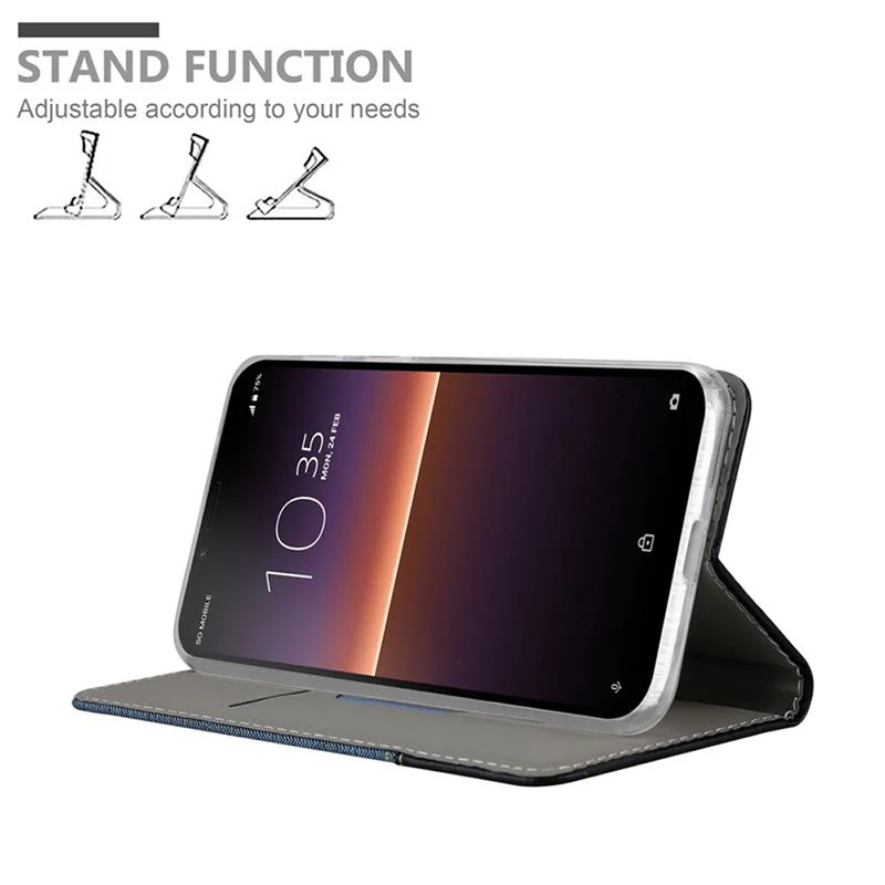 Cadorabo Hülle kompatibel mit Sony Xperia 10 II Schutzhülle mit Magnetverschluss, Standfunktion und Kartenfach
