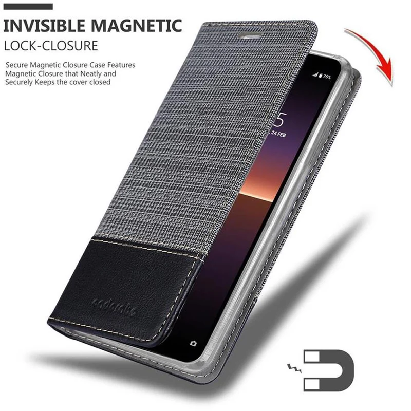 Cadorabo Hülle kompatibel mit Sony Xperia 10 II Schutzhülle mit Magnetverschluss, Standfunktion und Kartenfach