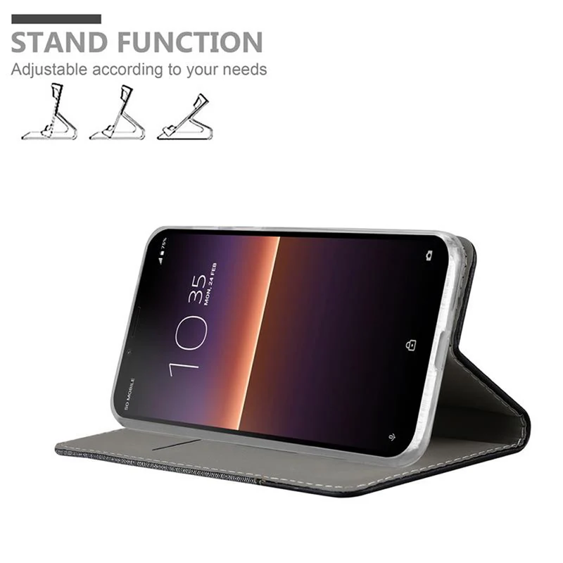 Cadorabo Hülle kompatibel mit Sony Xperia 10 II Schutzhülle mit Magnetverschluss, Standfunktion und Kartenfach