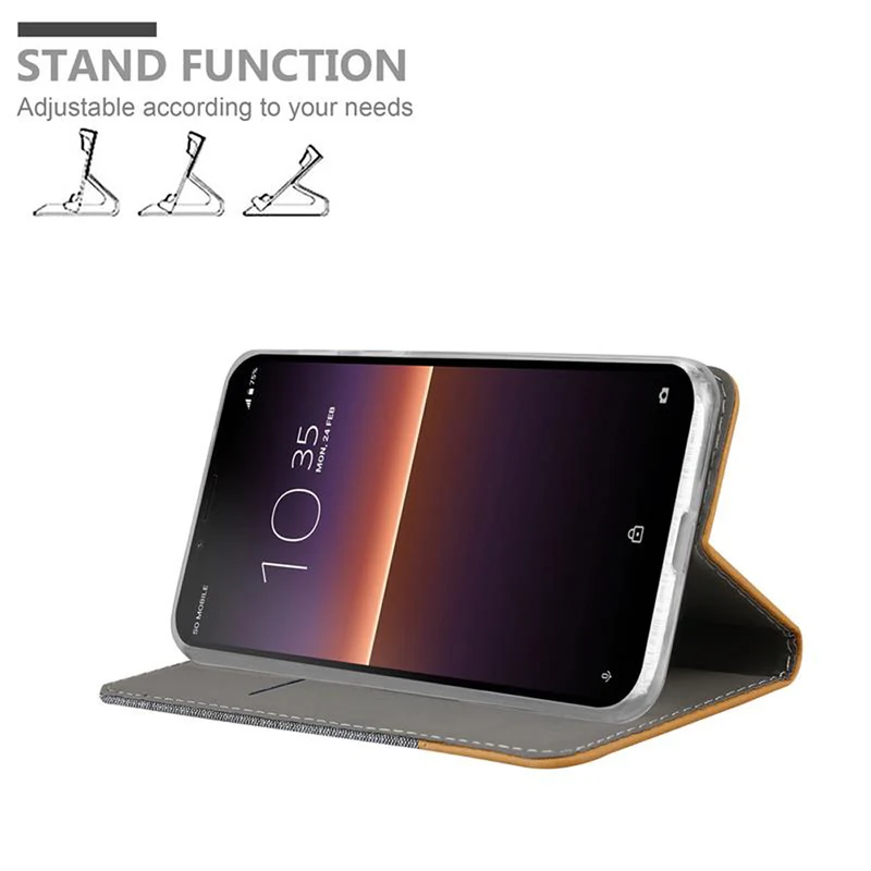 Cadorabo Hülle kompatibel mit Sony Xperia 10 II Schutzhülle mit Magnetverschluss, Standfunktion und Kartenfach