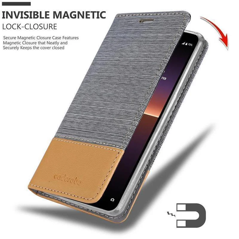 Cadorabo Hülle kompatibel mit Sony Xperia 10 II Schutzhülle mit Magnetverschluss, Standfunktion und Kartenfach