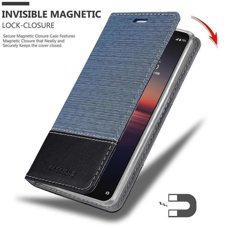 Cadorabo Hülle kompatibel mit Sony Xperia 1 II Schutzhülle mit Magnetverschluss, Standfunktion und Kartenfach