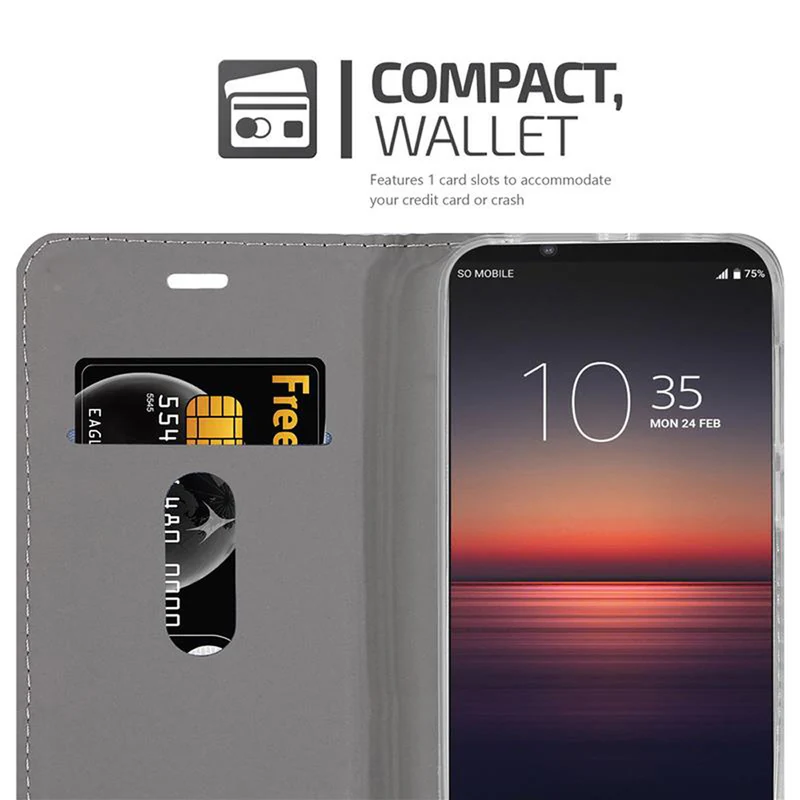 Cadorabo Hülle kompatibel mit Sony Xperia 1 II Schutzhülle mit Magnetverschluss, Standfunktion und Kartenfach