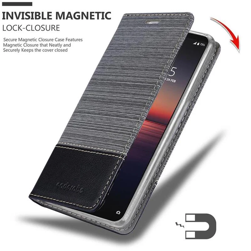 Cadorabo Hülle kompatibel mit Sony Xperia 1 II Schutzhülle mit Magnetverschluss, Standfunktion und Kartenfach