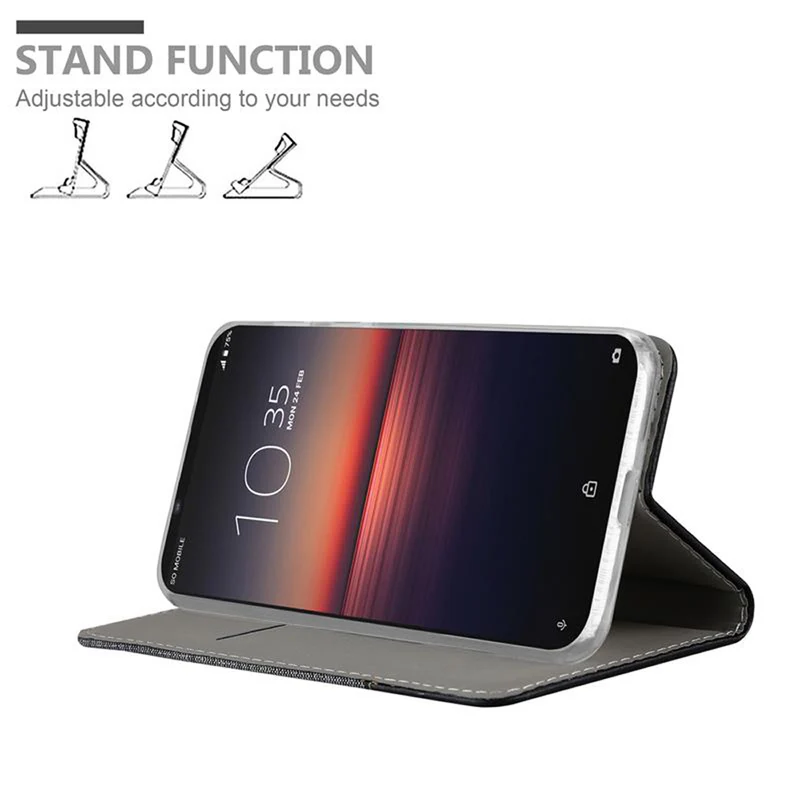 Cadorabo Hülle kompatibel mit Sony Xperia 1 II Schutzhülle mit Magnetverschluss, Standfunktion und Kartenfach