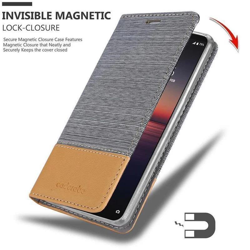 Cadorabo Hülle kompatibel mit Sony Xperia 1 II Schutzhülle mit Magnetverschluss, Standfunktion und Kartenfach