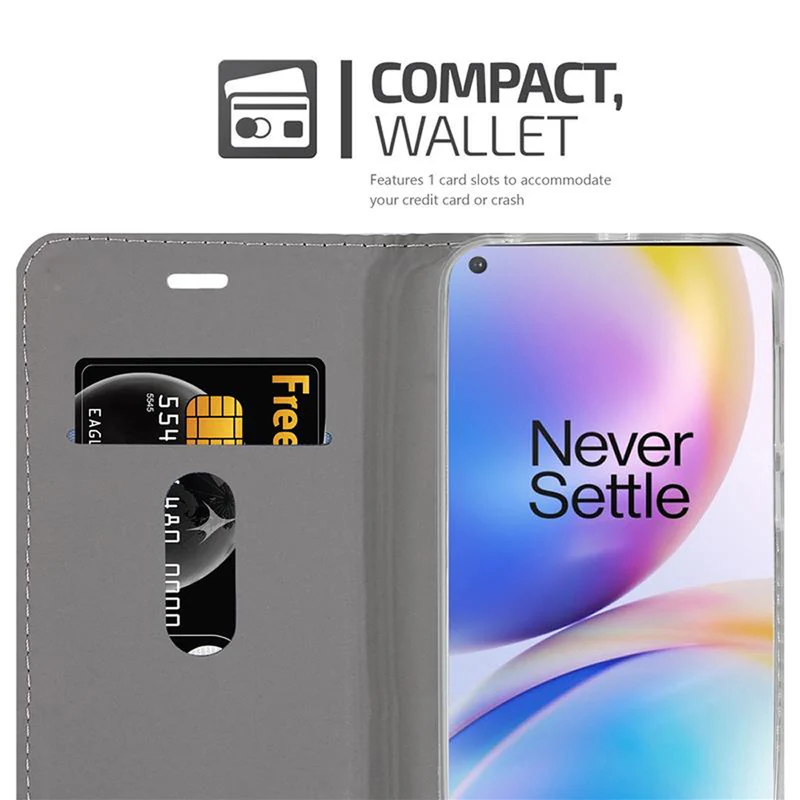 Cadorabo Hülle kompatibel mit OnePlus 8 PRO Schutzhülle mit Magnetverschluss, Standfunktion und Kartenfach