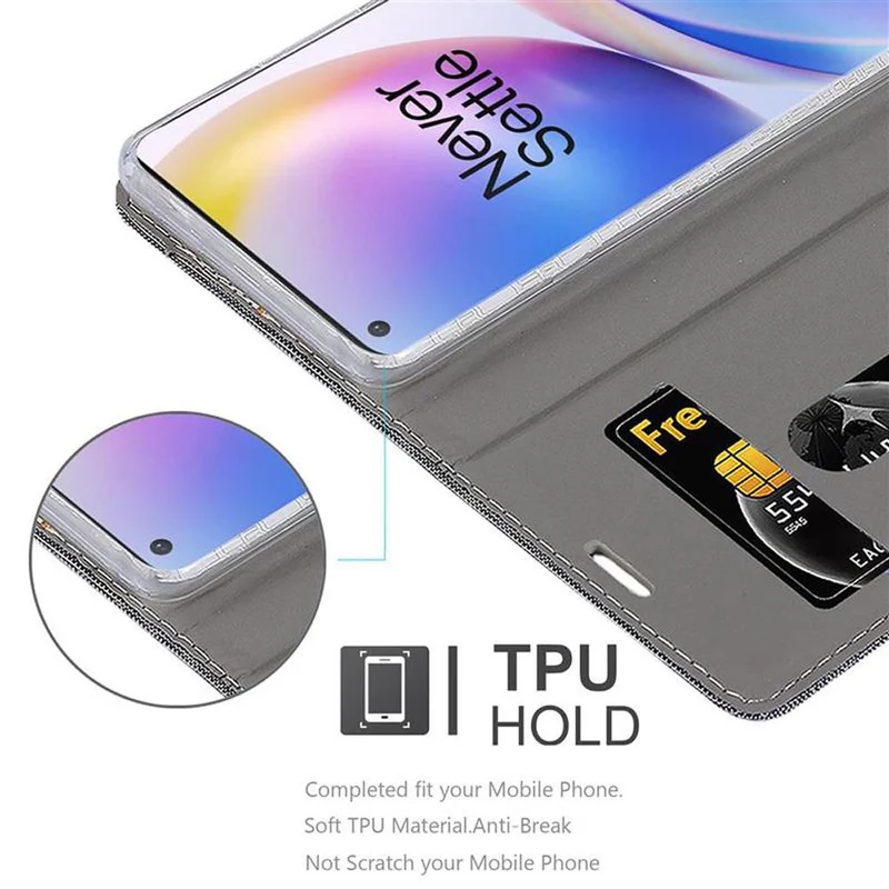 Cadorabo Hülle kompatibel mit OnePlus 8 PRO Schutzhülle mit Magnetverschluss, Standfunktion und Kartenfach