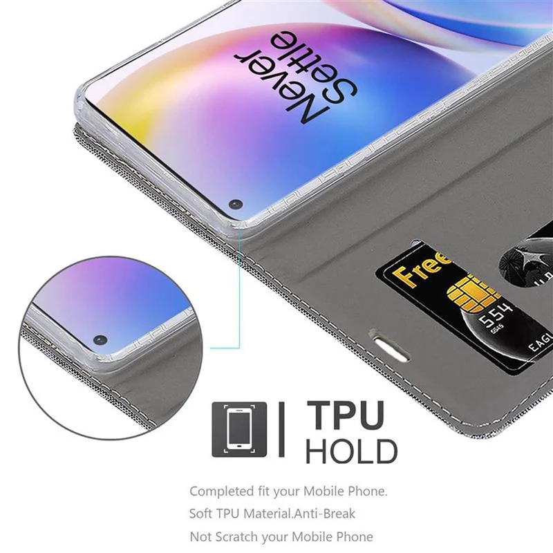 Cadorabo Hülle kompatibel mit OnePlus 8 PRO Schutzhülle mit Magnetverschluss, Standfunktion und Kartenfach