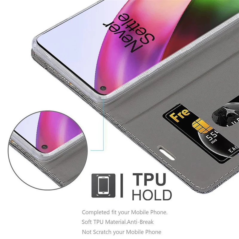 Cadorabo Hülle kompatibel mit OnePlus 8 Schutzhülle mit Magnetverschluss, Standfunktion und Kartenfach