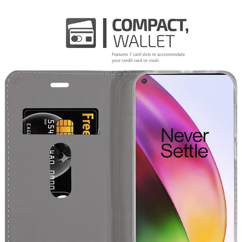 Cadorabo Hülle kompatibel mit OnePlus 8 Schutzhülle mit Magnetverschluss, Standfunktion und Kartenfach