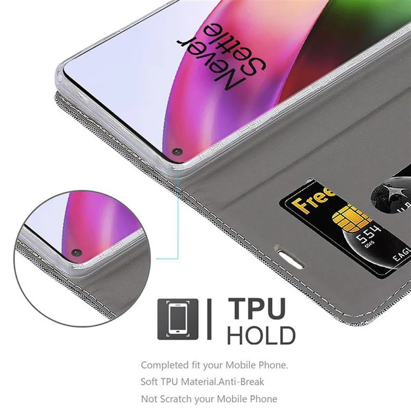 Cadorabo Hülle kompatibel mit OnePlus 8 Schutzhülle mit Magnetverschluss, Standfunktion und Kartenfach