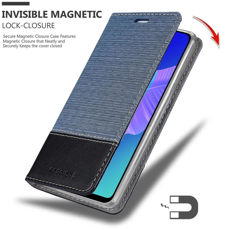 Cadorabo Hülle kompatibel mit Huawei P40 LITE E Schutzhülle mit Magnetverschluss, Standfunktion und Kartenfach