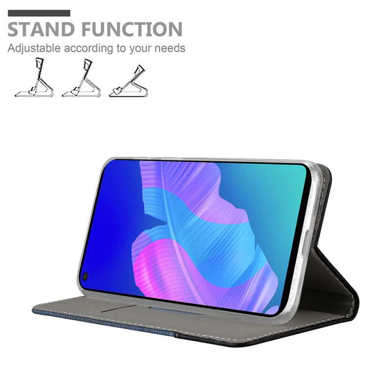 Cadorabo Hülle kompatibel mit Huawei P40 LITE E Schutzhülle mit Magnetverschluss, Standfunktion und Kartenfach