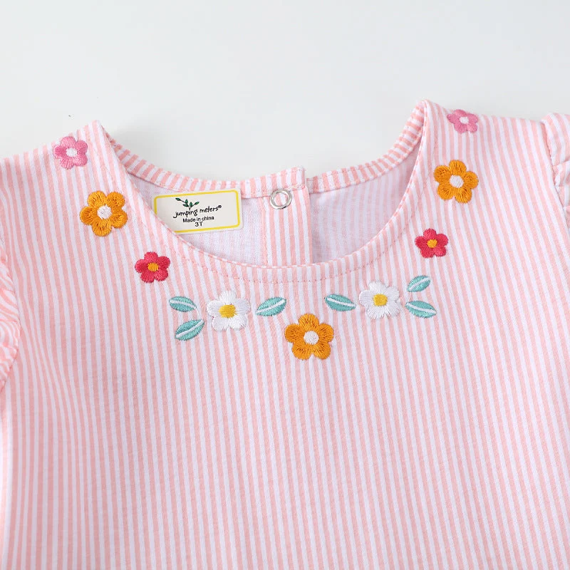 Mädchen Sommerkleid mit floralem Design und verspielten Flamingo-Applikationen Drune