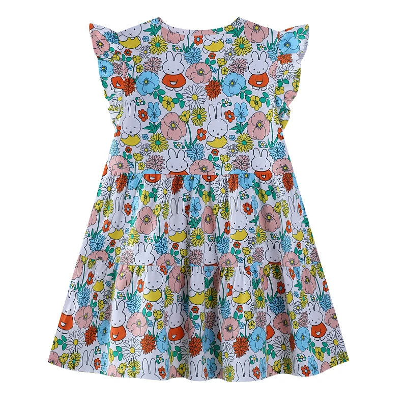 Mädchen Sommerkleid mit buntem Blumen- und Tierdesign Drune