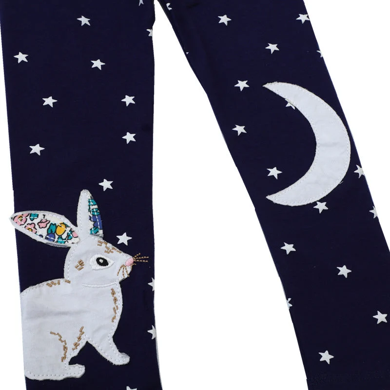 Mädchen Leggings mit verspieltem Hasen- und Sternenmotiv Drune
