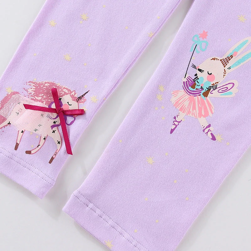 Mädchen Leggings mit verspieltem Einhorn- und Hasenmuster Drune