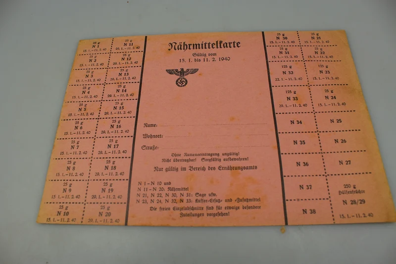 Ruhrmittelkarte Lebensmittelkarte 1940