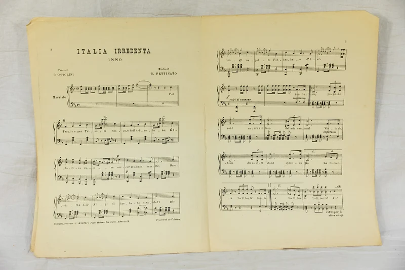 Partitur der Hymne „Italia irredenta“