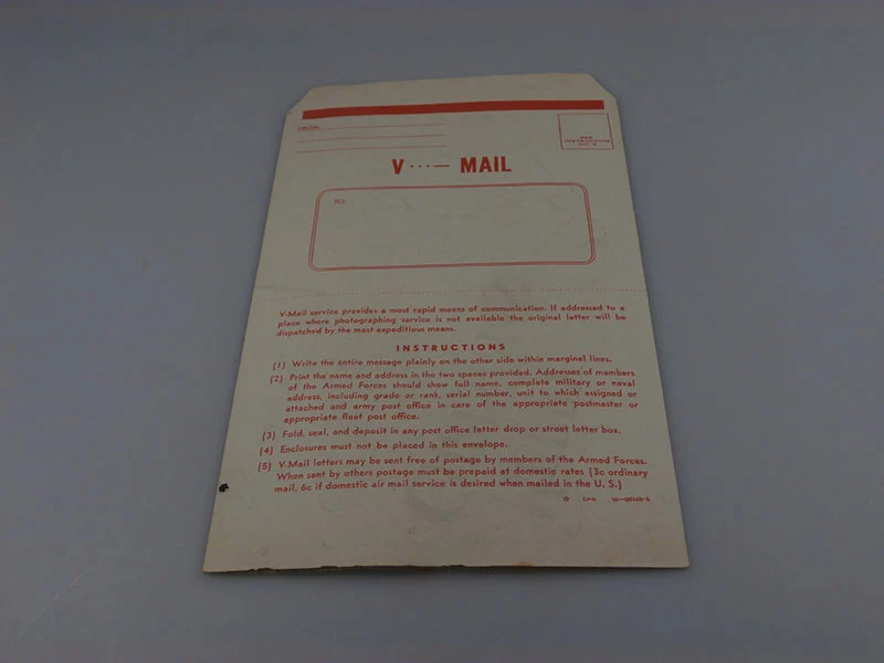 V-Mail, Umschlag/Brief aus dem 2. Weltkrieg