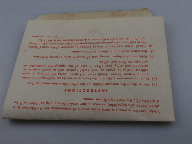 V-Mail, Umschlag/Brief aus dem 2. Weltkrieg
