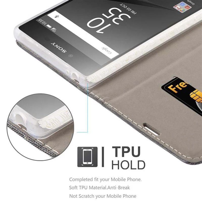 Cadorabo Hülle kompatibel mit Sony Xperia Z5 PREMIUM Schutzhülle mit Magnetverschluss, Standfunktion und Kartenfach