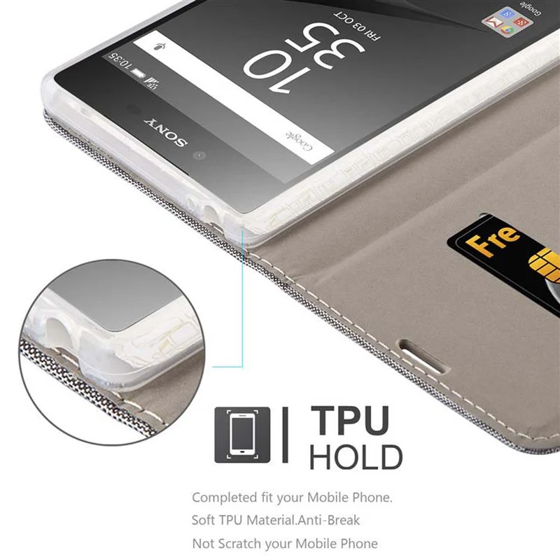 Cadorabo Hülle kompatibel mit Sony Xperia Z5 PREMIUM Schutzhülle mit Magnetverschluss, Standfunktion und Kartenfach
