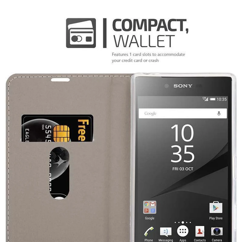Cadorabo Hülle kompatibel mit Sony Xperia Z5 PREMIUM Schutzhülle mit Magnetverschluss, Standfunktion und Kartenfach