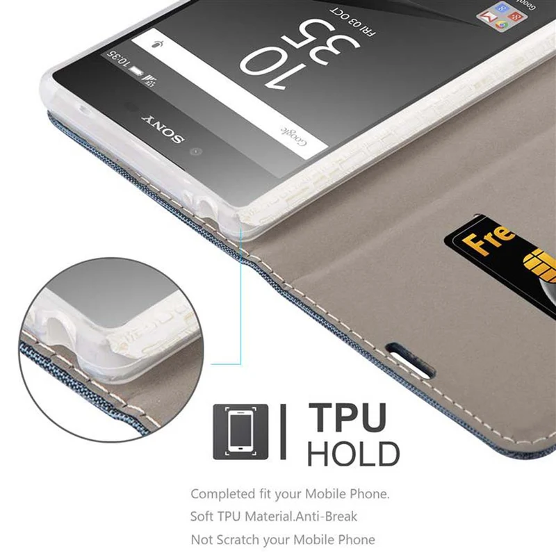 Cadorabo Hülle kompatibel mit Sony Xperia Z5 PREMIUM Schutzhülle mit Magnetverschluss, Standfunktion und Kartenfach