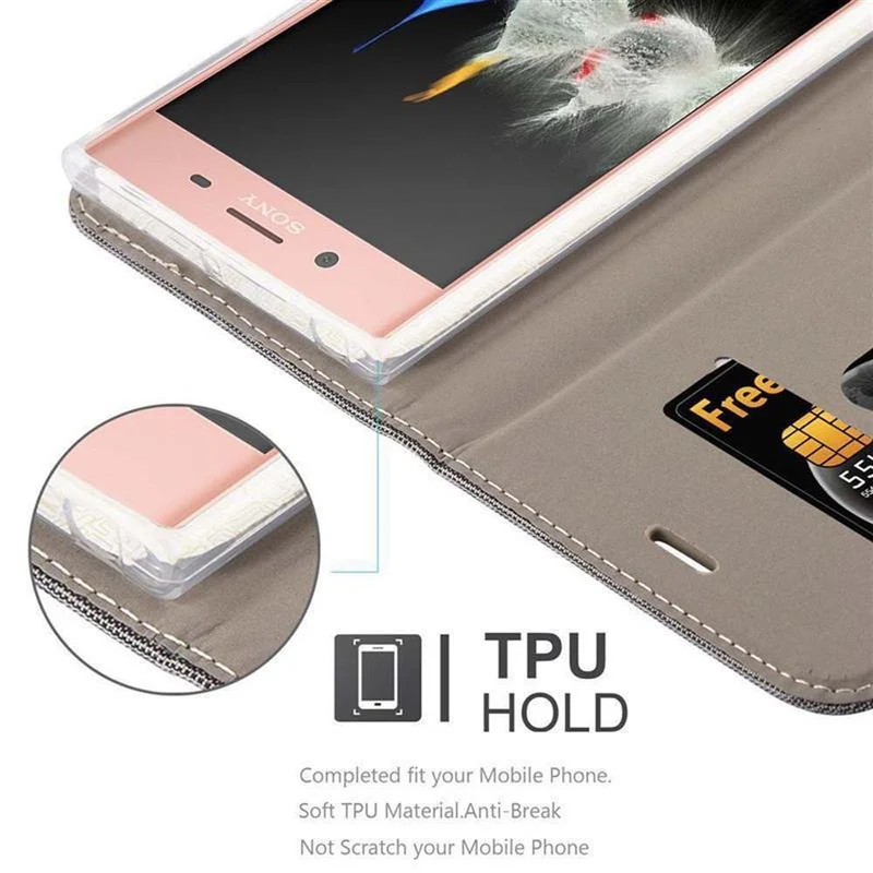 Cadorabo Hülle kompatibel mit Sony Xperia XZ PREMIUM Schutzhülle mit Magnetverschluss, Standfunktion und Kartenfach