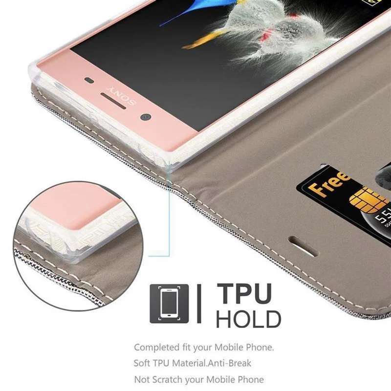 Cadorabo Hülle kompatibel mit Sony Xperia XZ PREMIUM Schutzhülle mit Magnetverschluss, Standfunktion und Kartenfach