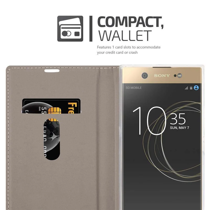 Cadorabo Hülle kompatibel mit Sony Xperia XA1 ULTRA Schutzhülle mit Magnetverschluss, Standfunktion und Kartenfach