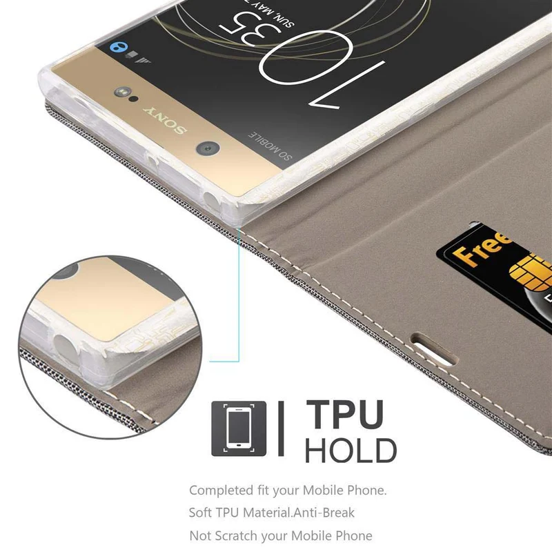 Cadorabo Hülle kompatibel mit Sony Xperia XA1 ULTRA Schutzhülle mit Magnetverschluss, Standfunktion und Kartenfach