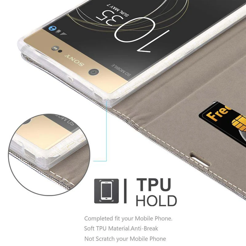 Cadorabo Hülle kompatibel mit Sony Xperia XA1 ULTRA Schutzhülle mit Magnetverschluss, Standfunktion und Kartenfach