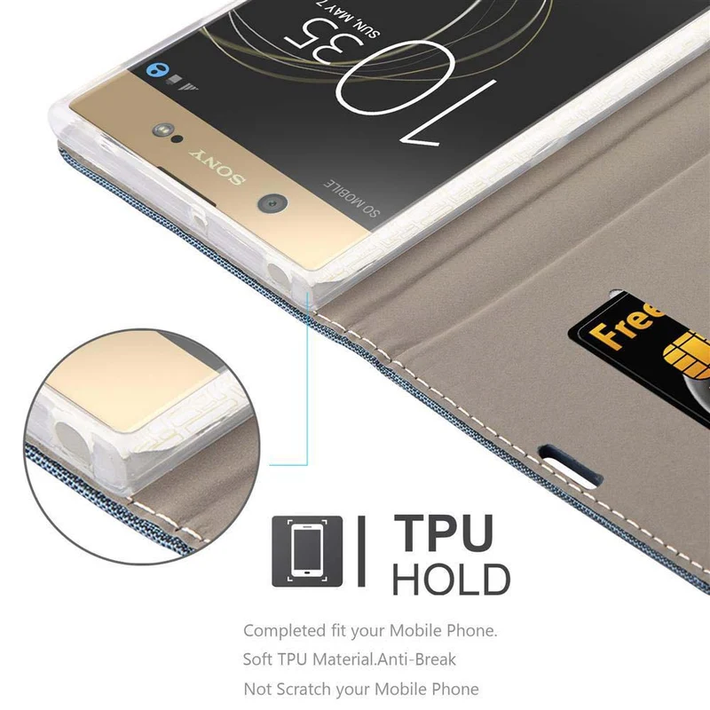 Cadorabo Hülle kompatibel mit Sony Xperia XA1 ULTRA Schutzhülle mit Magnetverschluss, Standfunktion und Kartenfach