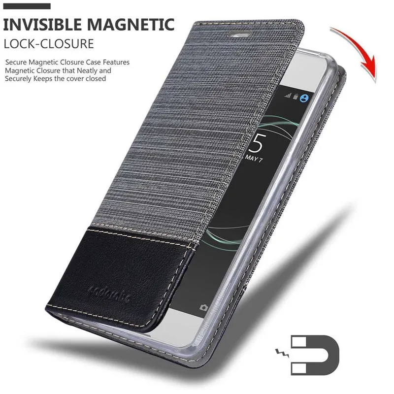 Cadorabo Hülle kompatibel mit Sony Xperia XA1 Schutzhülle mit Magnetverschluss, Standfunktion und Kartenfach