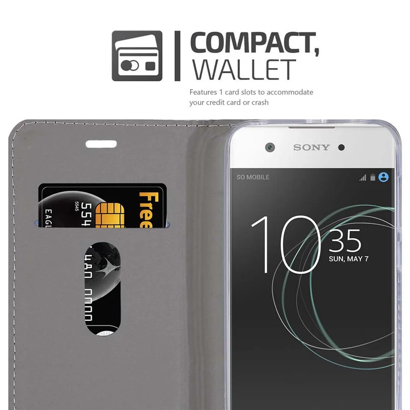 Cadorabo Hülle kompatibel mit Sony Xperia XA1 Schutzhülle mit Magnetverschluss, Standfunktion und Kartenfach