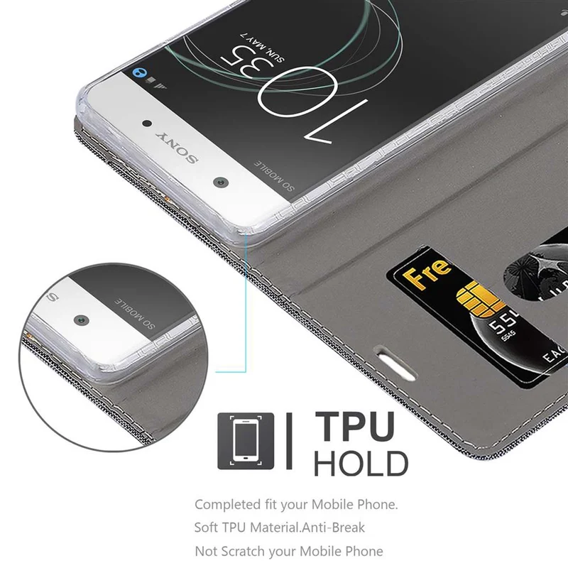 Cadorabo Hülle kompatibel mit Sony Xperia XA1 Schutzhülle mit Magnetverschluss, Standfunktion und Kartenfach