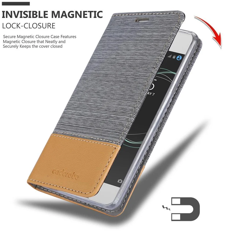 Cadorabo Hülle kompatibel mit Sony Xperia XA1 Schutzhülle mit Magnetverschluss, Standfunktion und Kartenfach