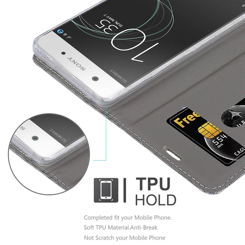 Cadorabo Hülle kompatibel mit Sony Xperia XA1 Schutzhülle mit Magnetverschluss, Standfunktion und Kartenfach