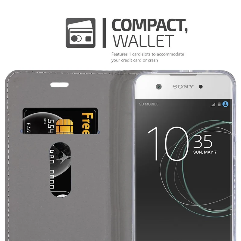 Cadorabo Hülle kompatibel mit Sony Xperia XA1 Schutzhülle mit Magnetverschluss, Standfunktion und Kartenfach