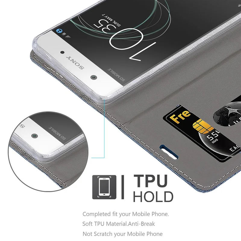 Cadorabo Hülle kompatibel mit Sony Xperia XA1 Schutzhülle mit Magnetverschluss, Standfunktion und Kartenfach